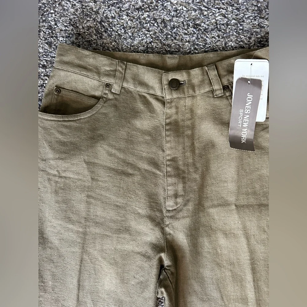 Jones New York NWT linen/cotton blend khaki pants size 8 - Picture 2 of 11